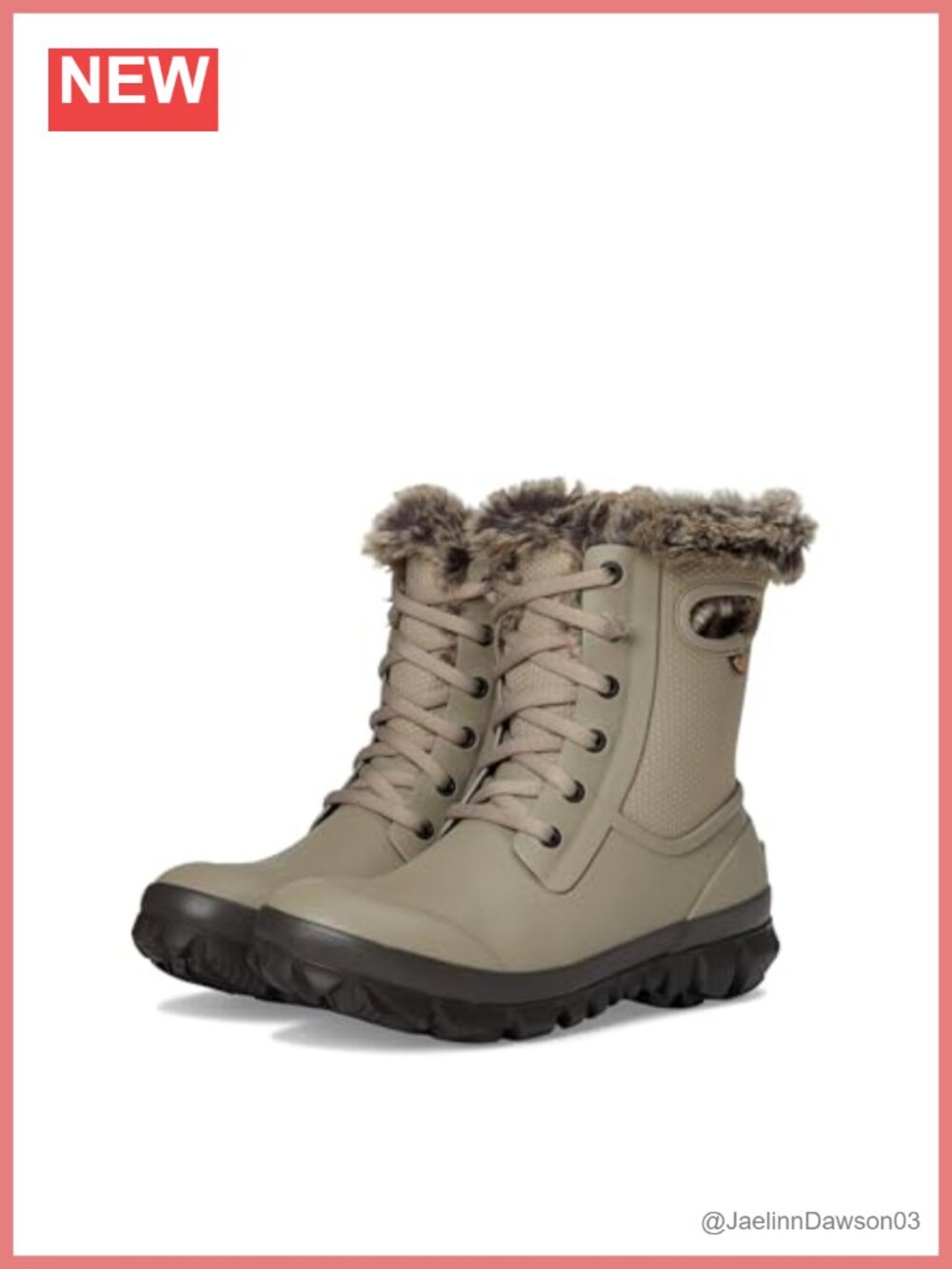 Waterproof Mid-Calf Lace-Up Winter Boots with Faux Fur Lining, 5mm Neo-Tech